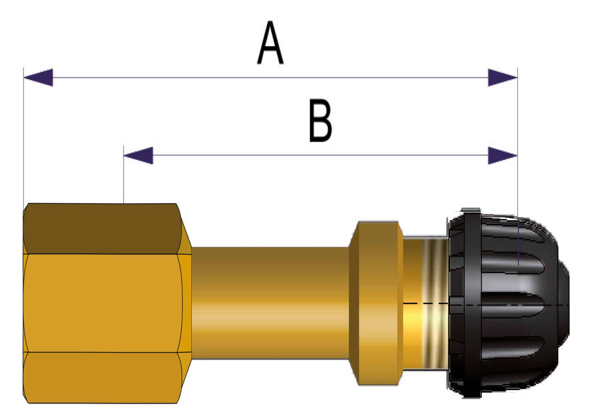 Short Skirt Brass Tyre Valve Extension 42.5mm