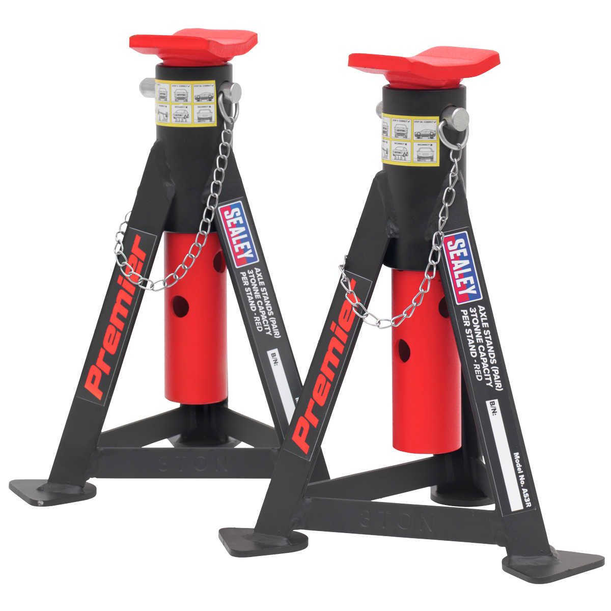 Sealey 3 Tonne Axle Stand Set 2pce AS3R - Image 2